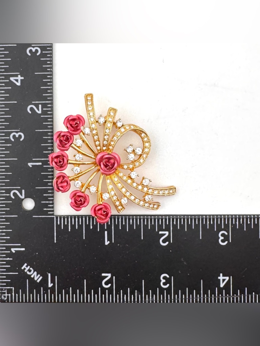 Rose Rhinestone Brooch - Picture 5 of 5